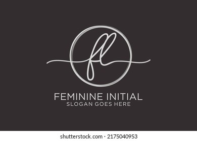 FL handwriting logo with circle template vector logo of initial signature, wedding, fashion, floral and botanical with creative template.