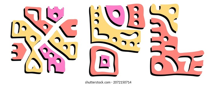 FL Hashtag. Doodle isolate text. Colored curves decorative doodle letters. Hashtag #FL is abbreviation for the US American state Florida for print, social network.