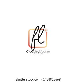 FL initial handwriting with color logo icon template vector.