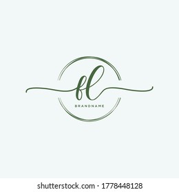 FL Initial handwriting logo vector