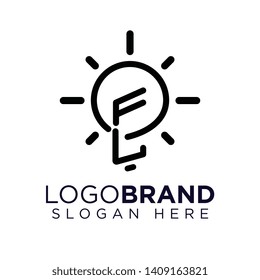 FL Initial Letter with creative bulb Logo vector