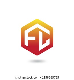 FL Initial letter hexagonal logo vector
