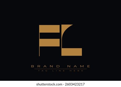 FL initial letter logo design. Letter F and L luxury alphabet letter logo icon template
