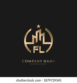 FL Initial Letter Real Estate Luxury house Logo Vector art for Business, Building, Architecture