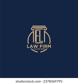 FL initial monogram for law firm with creative circle line