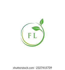 FL initial monogram letter for nature logo with leaf image design