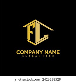 FL initial monogram logo for real estate with creative building style design