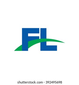 FL initial overlapping swoosh letter logo blue green