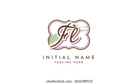 FL Initials, handwriting logo vector