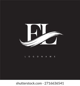 Logotipo del monograma de la letra de FL con la carrera del cepillo para la identidad moderna de la marca