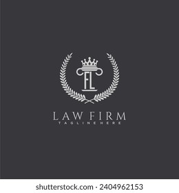 FL letter monogram logo for lawfirm with pillar  crown image design