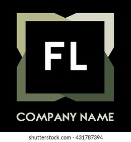 FL letters business logo creative  icon design template elements in abstract background logo, design identity in square with four colors, modern alphabet letters