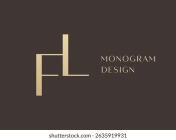 Diseño de icono de logotipo de letra FL o LF. Monograma de las iniciales de lujo de estilo clásico.