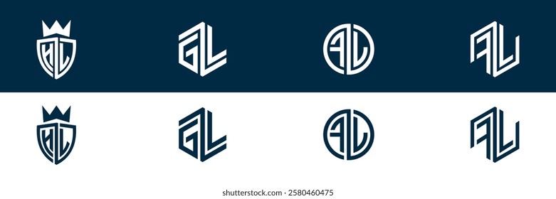 FL LF letter logo set design