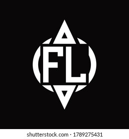 FL Logo with circle rounded combine triangle top and bottom side design template