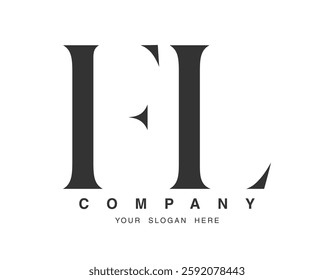 FL logo design. Initial letter f and l serif font style. Creative classic company name typography. Trendy logotype or identity. Vector illustration.
