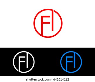 Fl Logo. Letter Design Vector with Red and Black Silver, Gold  Colors
