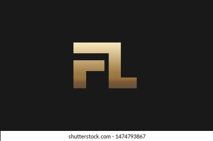 FL Logo Letter Initial Logo Designs Template with Gold and Black Background