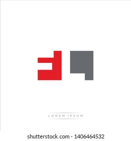 FL Logo Letter with Modern Negative space - Red and Grey Color EPS 10
