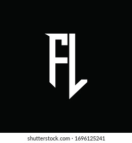 FL logo monogram with emblem shield style design template