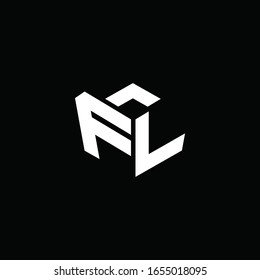 Monograma del logotipo FL con plantilla de diseño de cinta de estilo emblema