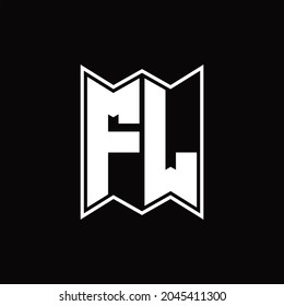 FL Logo monogram with emblem style design template on black background