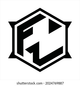 FL Logo monogram with hexagon and sharp shape design template