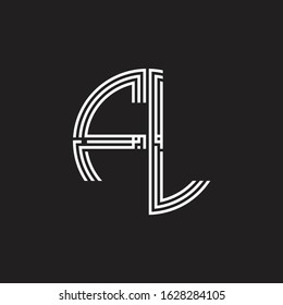 FL Logo monogram triple ribbon style line design template isolated on black background