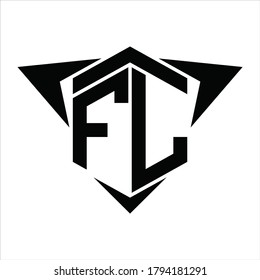 Monograma del logotipo FL con flecha de alas alrededor de la plantilla de diseño sobre fondo blanco
