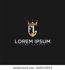 FL luxury letter monogram for crown and shield logo design