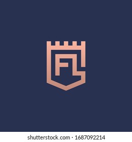 FL monogram logo inside fort shield shape