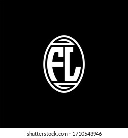 FL-Monogramm-Logo einzeln auf ovaler, rotierender Schablone