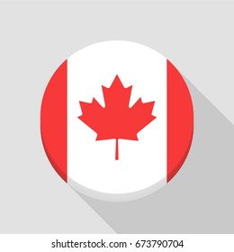 Fla 3d Round Icon of a Maple Leaf. Symbol of Canada.