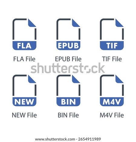 FLA, EPUB, TIF, NEW, BIN, M4V, File icon