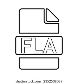 FLA File Format Icon In Outline Style