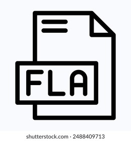 FLA File Format Vector Icon, Isolated Lineal Vector Icon.