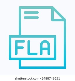 FLA File Format Vector Icon, Isolated Lineal Gradient Vector Icon.