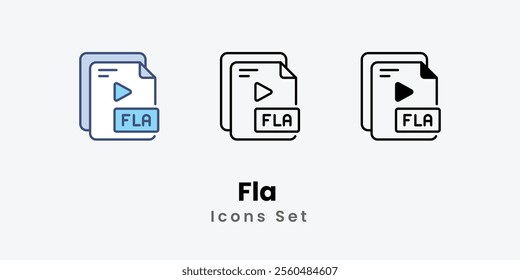 Fla Icons thin line and glyph vector icon stock illustration