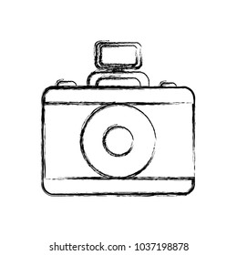 fla line  uncolored  camera over white background  vector illustration