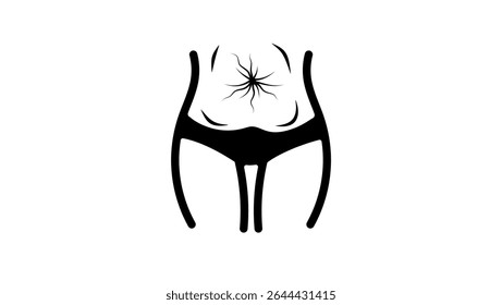 Flabby belly after childbirth, black isolated silhouette