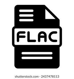 Flac Audio File Format Icon. Flat Style Design, File Type icons symbol. Vector Illustration.