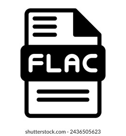 Flac file icon. Audio format symbol Solid icons, Vector illustration. can be used for website interfaces, mobile applications and software