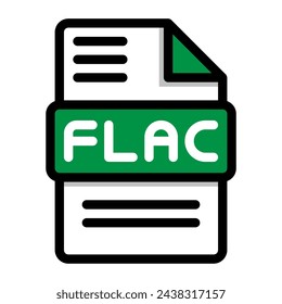 Flac file icon. flat audio file, icons format symbols. Vector illustration. can be used for website interfaces, mobile applications and software