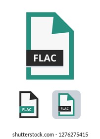 flac file vector icon. Symbol of FLAC digital audio format for lossless compression – songs and sounds. Symbol is isolated on a white background.