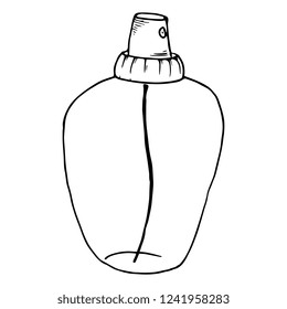 Flacon icon. Vector illustration of perfume bottle, tonic, spray. Hand drawn bottle of cosmetic products.