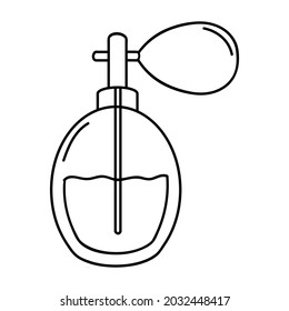 Flacon of perfume. Outline bouquet perfume vector icon for web design. Vector illustration isolated on white.