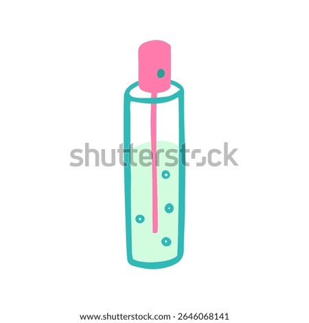 Flacon of perfumes, eau de toilette, lotion or other. Cute icon. Vector hand drawn illustration in cartoon style