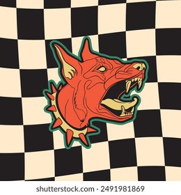 fladrawn illustration isolatedt design dog head vintage logo line art concept hand 