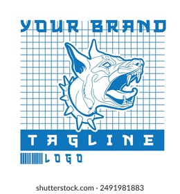 fladrawn illustration isolatedt design dog head vintage logo line art concept hand 