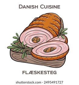 Flaeskesteg is a traditional Danish roast pork dish with crispy crackling, typically served during festive occasions and considered a national favorite in Denmark.